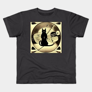 A Black Cat In The Shape Of A Cello Kids T-Shirt